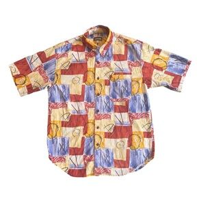 Vintage 1990s BACHRACH Button Down Short Sleeve Shirt Size Large